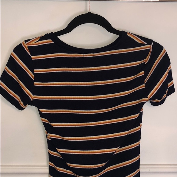 Blue Navy striped Garage crop T-shirt - Picture 2 of 3